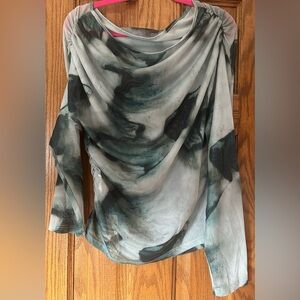 SHEIN Curve Green and Gray Blouse